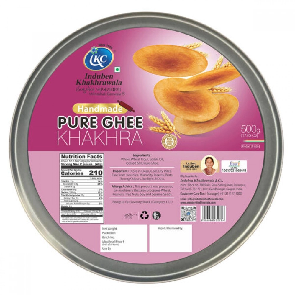 Pure Ghee Khakhra 500g (Induben Khakhrawala)